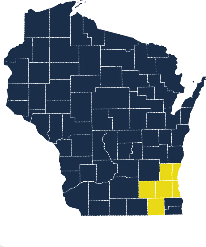 SE Wisconsin junk removal service area map